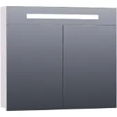 Brauer Promise Spiegelkast 80x70cm MDF 2 Deuren Met Directe LED Verlichting Boven - Mat Wit - Spiegels, Spiegelkasten - 8720359341969
