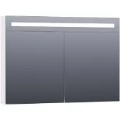 Brauer Promise Deluxe Spiegelkast 99x70cm MDF 2 Deuren Met Directe LED Verlichting Boven - Hoogglans Wit - Spiegels, Spiegelkasten - 8720359342072