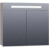 Brauer Promise Spiegelkast 80x70cm MDF 2 Deuren Met Directe LED Verlichting Boven - Mat Taupe - Spiegels, Spiegelkasten - 8720359341952
