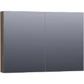 Brauer Impress Spiegelkast 99x70cm Massief Eiken 2 Deuren - Lamellen Eiken Zwart - Spiegels, Spiegelkasten - 8720359344557