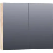 Brauer Impress Deluxe Spiegelkast 80x70cm MFC 2 Deuren Met Indirecte LED Verlichting Binnen/onder - Forest Wheat - Spiegels, Spiegelkasten - 8720359344168