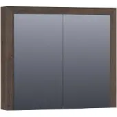 Brauer Rise Spiegelkast 80x70cm Massief Eiken 2 Deuren - Lamellen Eiken Zwart - Spiegels, Spiegelkasten - 8720359344434