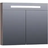 Brauer Promise Deluxe Spiegelkast 80x70cm MFC 2 Deuren Met Directe LED Verlichting Boven - Grove - Spiegels, Spiegelkasten - 8720359342942