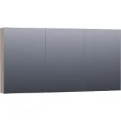 Brauer Impress Deluxe Spiegelkast 139x70cm MDF 3 Deuren Met Indirecte LED Verlichting Binnen/onder - Mat Taupe - Spiegels, Spiegelkasten - 8720359343574