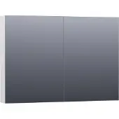 Brauer Impress Deluxe Spiegelkast 99x70cm MDF 2 Deuren Met Indirecte LED Verlichting Binnen/onder - Hoogglans Wit - Spiegels, Spiegelkasten - 8720359343154