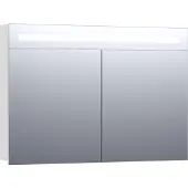 Brauer Promise Spiegelkast 100x70cm MDF 2 Deuren Met Directe LED Verlichting Boven - Hoogglans Wit - Spiegels, Spiegelkasten - 8720359341174