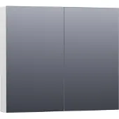 Brauer Impress Deluxe Spiegelkast 80x70cm MDF 2 Deuren Met Indirecte LED Verlichting Binnen/onder - Hoogglans Wit - Spiegels, Spiegelkasten - 8720359344052