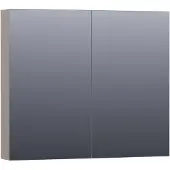 Brauer Impress Spiegelkast 80x70cm MDF 2 Deuren - Mat Taupe - Spiegels, Spiegelkasten - 8720359345929