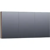 Brauer Impress Deluxe Spiegelkast 139x70cm MFC 3 Deuren Met Indirecte LED Verlichting Binnen/onder - Grove - Spiegels, Spiegelkasten - 8720359343482