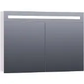 Brauer Promise Spiegelkast 100x70cm MDF 2 Deuren Met Directe LED Verlichting Boven - Mat Wit - Spiegels, Spiegelkasten - 8720359341242