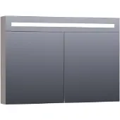 Brauer Promise Deluxe Spiegelkast 99x70cm MDF 2 Deuren Met Directe LED Verlichting Boven - Mat Taupe - Spiegels, Spiegelkasten - 8720359342133
