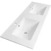 Brauer Frost Dubbele Meubelwastafel 121x46cm - Keramiek - 2 Kraangaten - Glans Wit - 8720359351838 - Rechthoekig - Wastafels, Meubelwastafels