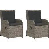 vidaXL Tuinstoelen 2 st verstelbaar met kussens poly rattan grijs