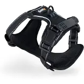 Lionto anti-trek hondentuig, verstelbaar, reflecterend & ademend, zwart M