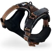 Lionto anti-trek hondentuig, verstelbaar, reflecterend & ademend, bruin M