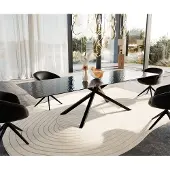 DELIFE Eetkamertafel Edge 300x100 Glas smelten rokerig zwart 3D-Relief kruisframe rechthoek zwart
