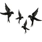 Woood Vogels Avaler - Papier - Zwart - Set van 4