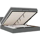 vidaXL Ottoman bed met matras 160x200cm stof donkergrijs
