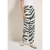 Cecil Dames Wide Legs broek met structuur - Groen - XL