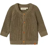 Lil´ Atelier Gebreid vest 'NMNEmlen' olijfgroen
