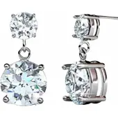 Charme Bijoux White gold plated -zirkonia -oorhanger- 6 mm-