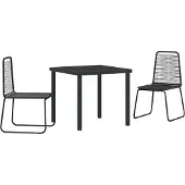 vidaXL Tuin Eettafel Set 3 st Zwart Gepoedercoat staal