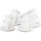 Beliani ELDERBERRY - Kop en schotel set van 8 - Wit - Porselein