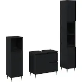 vidaXL Badkamermeubel Set 3 st Zwart Eiken 30 x 30 x 190 cm