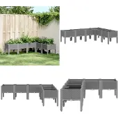 vidaXL Plantenbak met poten 160x120x42 cm polypropeen lichtgrijs