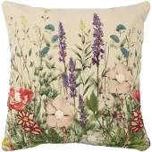 Mars & More kussen geborduurd wilde bloemen paarse ridderspoor 45x45cm