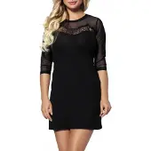 Eldar Amber viscose nachtjurk met kant en tule M