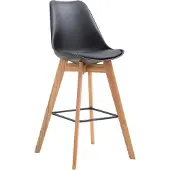 CLP barkruk Metz, kunststof met rugleuning en voetsteun | Kleur: zwart. Frame: natuurlijke kleur