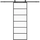 vidaXL Schuifdeur met beslag, zwart, 76x205 cm, veiligheidsglas