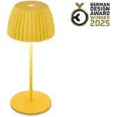 B.K.Licht BRILONER Champ mini - Oplaadbare Mini Tafellamp - snoerloze lamp - met touch dimbaar - voor binnen en buiten - german design award winner 2025 - citroengeel - Ø8,5 x 20cm