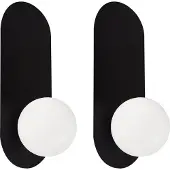 Beliani LEISI - Wandlampen set van 2 - Zwart - Opaalglas