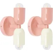 Beliani TOPI - Wandlampen set van 2 - Pastelroze - Metaal