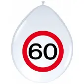 Folat 24x stuks Ballonnen 60 jaar verkeersbord versiering - Ballonnen
