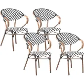 Beliani CASPRI - Tuinstoel set van 4 - Zwart/Wit - PE rotan