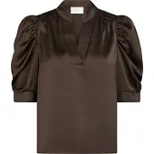 Neo Noir Dames Blouses Roella Heavy Sateen Blouse - Bruin - Maat 36