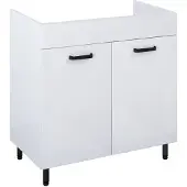 Royo Wastafelonderkast Ava 80cm - Wit Hoogglans - Met 2 Deuren - Met Zwarte Handgrepen En Poten - 80x83,5x45,6cm