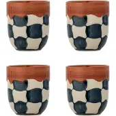 Bloomingville Check beker 4-pack Blauw