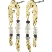 Pilgrim Oorbellen 'Niya' goud / stone grey / zwart / parelwit