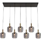 Fantasia Okiru hanglamp Balk 7xE27 zwart, grijs glas