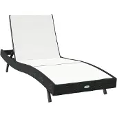vidaXL Ligstoel Zwart en Wit 197 x 70 x 82 cm poly rattan