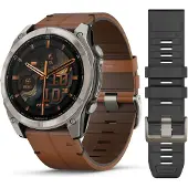Garmin Fenix 8 - 51 mm - AMOLED Saffier - Grafiet - Kastanje Leren Band