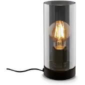 Briloner Fumi - Tafellamp - slaapkamer - met glas - E27 fitting - zwart - bedlamp - Ø10x24 cm