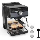 Krups Authentic+ C40 XP384G - Pistonmachine - Inclusief Melkopschuimer - Stijlvol Design - Compact - Geschikt voor Espresso en Latte