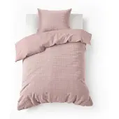 Sleeptime Teddy dekbedovertrek Check - Onderkant microvezel - roze - 140x220