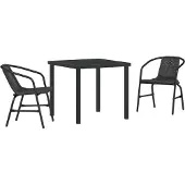 vidaXL Tuin Eettafel Set 3 st Zwart Gepoedercoat staal