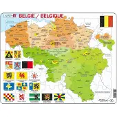 Larsen België – Puzzel – Kaarten & Geografie – België – Educatieve legpuzzel voor kinderen – 48 stukjes – Gemaakt in Noorwegen – Extra dikke 2,5 mm stukjes – Tray met vaste rand
